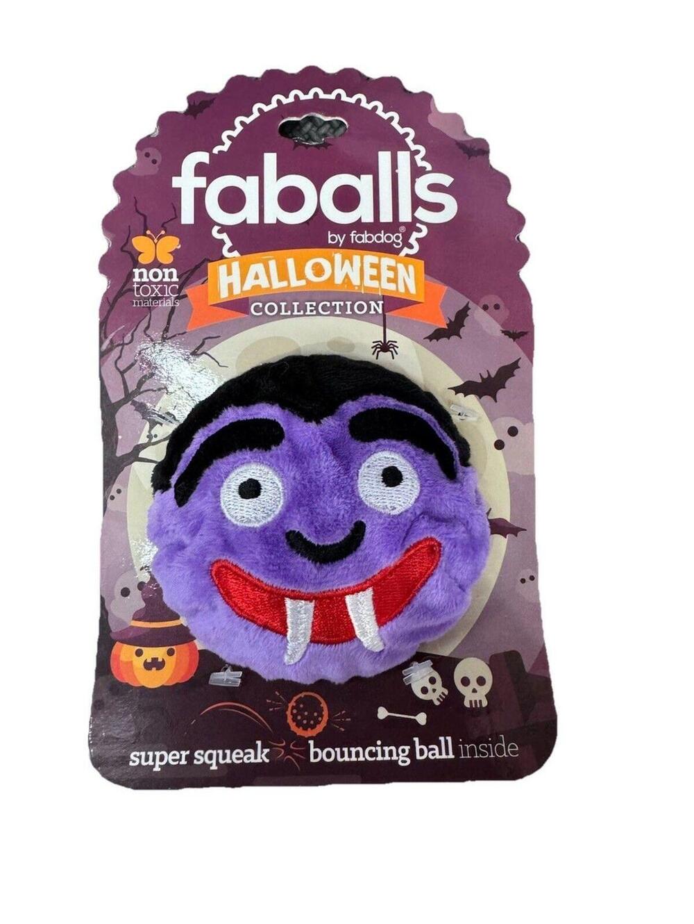 (RGB2) Fabdog Faball Small Black Plush Dog Toy Super Squeaker Ball NWT